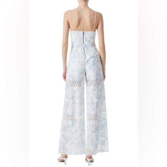 Alice and Olivia Embroidered Eyelet Wide Leg Jumpsuit 12 New Retails $550 - Picture 2 of 7